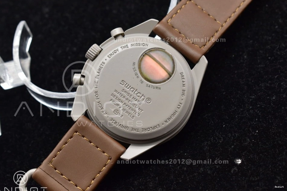 Nylon To Bioceramic Saturn On Mission X Swatch Moonwatch Strap Omega Quartz 0101